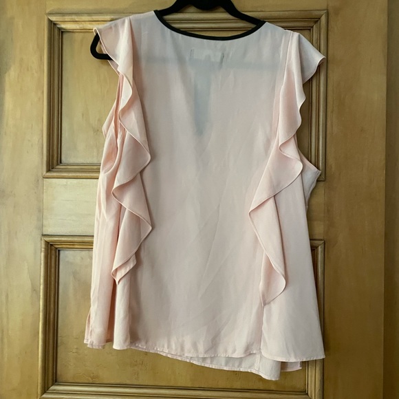 Eloquii Sheer Pink Blouse with Ruffles and trim tie size 14 - Picture 8 of 8